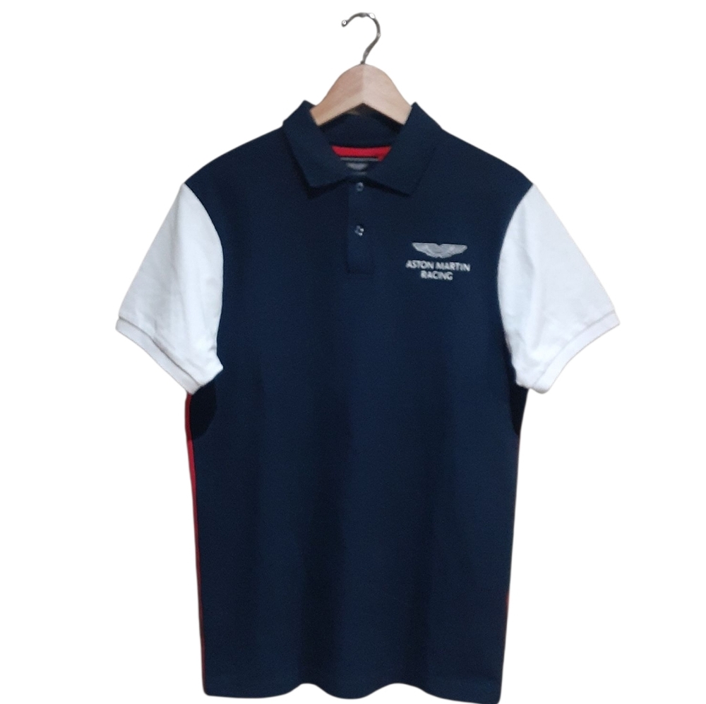 Hackett Aston Martin Racing Men's Polo Shirt Blue Red White Size Medium NEW